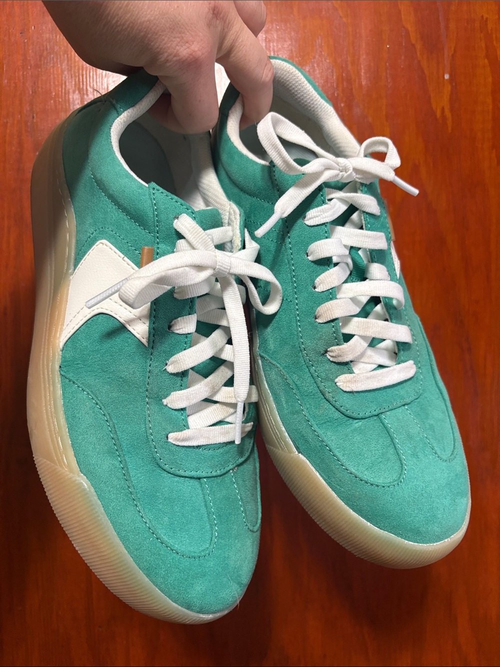 Dr Scholl’s Women's Time Off Win Lace Sneaker Lucky Green Faux Leather - Picture 3 of 6
